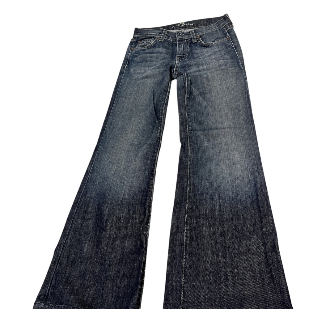 7 For All Mankind Wide Leg Jeans in Dark Blue Wash